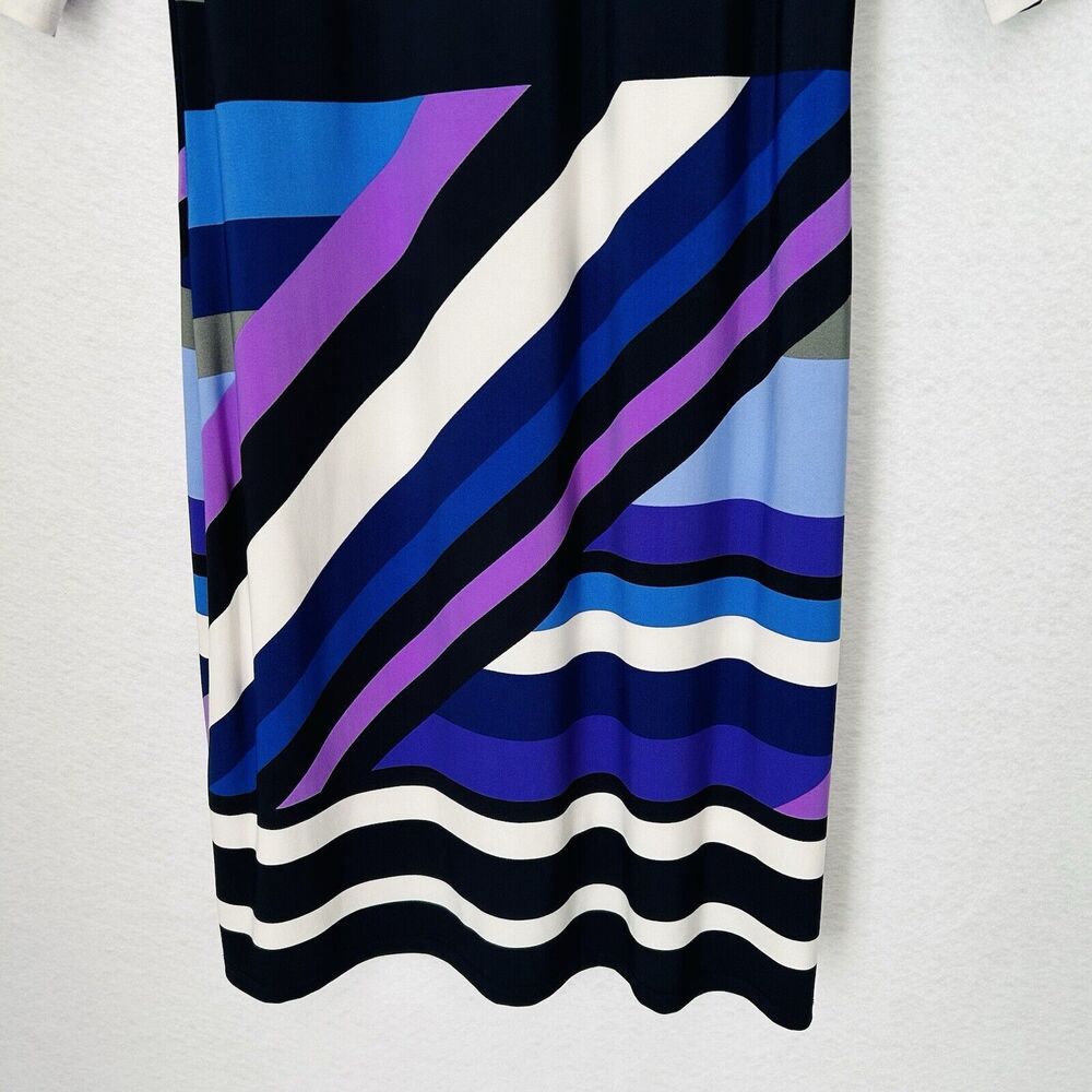 Eliza J Dress Women Size 2 Multicolor Stripe Jersey Career Business Casual Lined - Picture 10 of 15